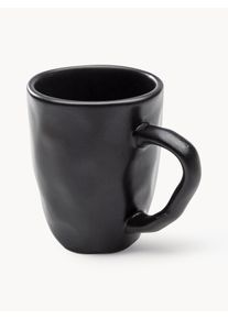 KARE Design Tazas Organic, 4 uds. Negro Loza de barro Ø 13 x Al 11 cm, 370 ml