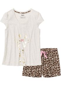 bonprix Mujer, Pijama corto estampado, beige, 36/38
