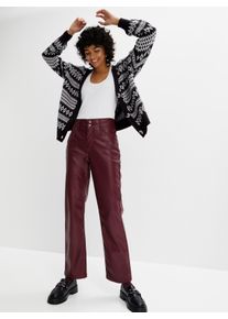 Dames Broek van imitatieleer met comfortband achter in bordeaux ,maat 36, WITT, 100% Polyester