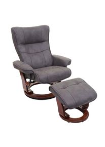 MCA Relaxsessel Montreal, Fernsehsessel Hocker, Stoff/Textil 130kg belastbar ~ dunkelgrau, walnussfarben