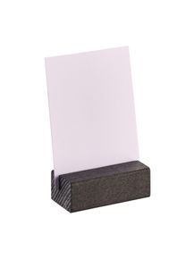1 Houten kaarthouder 60 mm | zwart | rechte insteeksleuf | gebeitst, beukenhout