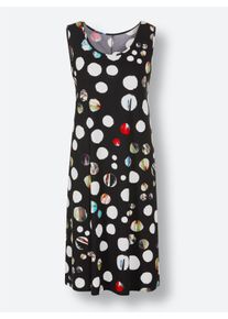 Dames Zomerjurk met stippen in zwart geprint ,maat 36/38, WITT, 95% Viscose, 5% Elastan