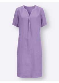 Dames Tuniekjurk met in de zijnaad verborgen zakken in lavendel ,maat 36, WITT, 100% Katoen