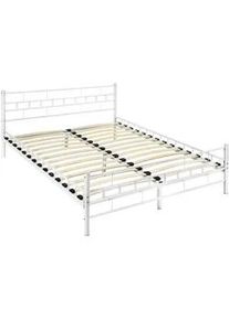 TecTake Metallbett Malta,140 x 200 cm,weiß , Weiß , Metall , Schlafzimmer, Betten, Metallbetten