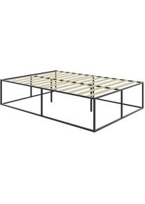 TecTake Bett Kyoto,Belastbarkeit 250 kg, bodenschonende Kunststoffkappen,schwarz , Schwarz , Metall , Schlafzimmer, Betten, Metallbetten