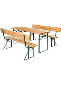 TecTake Bierzeltgarnitur Franz Ii,robustes Tannenholz mit Schutzlackierung,braun , Braun , Holz , Rechteckig , Gartenmöbel, Gartenmöbel-Sets
