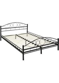 TecTake Metallbett Sonno,140 x 200 cm,schwarz/schwarz , Schwarz, Schwarz , Metall , Schlafzimmer, Betten, Metallbetten