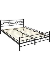 TecTake Metallbett Malta,140 x 200 cm,schwarz , Schwarz , Metall , Schlafzimmer, Betten, Metallbetten