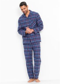 Flanellpyjamas med knappsl&aring; och l&aring;nga &auml;rmar - r&ouml;d - storlek 44/46 (S) - bonprix