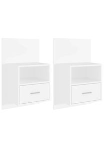 Mesitas de noche de pared 2 unidades blancas