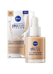 Nivea , Foundation »Cellular 3in1 Hyaluron Serum Foundation«, Anti-Aging-Effekt, deckt Unreinheiten ab, spendet 12h Feuchtigkeit. , dunkel ,...