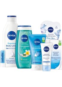 Nivea , Pflege-Geschenkset »The Gift of Care«, (6 tlg.), Sanfte Pflege für geschmeidige Haut und strahlenden Teint. , 6tlg , Nivea Frangipani & Oil...