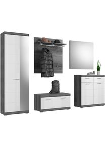 Inosign , Garderoben-Set »Siena, Fronten mit hochwertiger Rillenfräsung, 5-teilig, bestehend aus:«, (Komplett-Set, 3 St.), Garderobenschrank,...