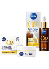Nivea , Pflege-Set »Q10 Anti-Falten Dual Action Serum + Q10 Tagespflege LSF 30«, (2 tlg.), Wirksamer in Kombination, mildert selbst tiefe Falten,...