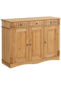 Home Affaire, Sideboard &raquo;Teresa&laquo; Ma&szlig;e (B/T/H): 118/40/90 cm, Kommode, 3-t&uuml;rig, Breite 118 cm, aus massiver Kiefer, FSC , natur ge&ouml;lt, B/H/T: 118 cm x 