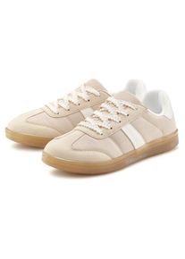 Lascana , Sneaker »Schnürschuh, Halbschuh, Freizeitschuh«, mit angesagter Sohle VEGAN , beige/weiß , 39 , 39 , Sportliches und modisches Design