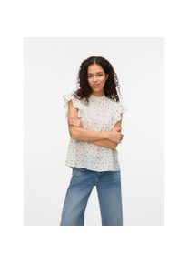 Véro Moda Vero Moda , Damen , Blusenshirt »VMTRINE SL LACE TOP WVN NOOS« , Snow White AOP:Maguerite Blue Jasper , XL , XL , Kurzarm und Rundhalsausschnitt...