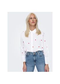 Only , Hemdbluse »ONLNEW LINA GRACE LS EMB SHIRT NOOS WVN« , Bright White AOP:HEART , L , L , Bestickte Bluse von Only
