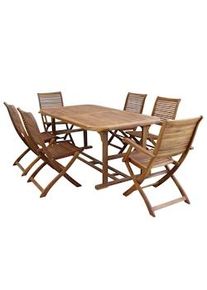 Milani Home TURRIS Set Tavolo Giardino Allungabile Rettangolare 180/240x100 Con 4 Sedie E 2 Poltrone In Legno Di Acacia Massiccio Per Esterno colore