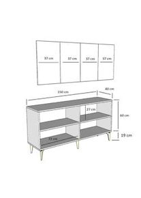 Krosi Decor Aparador Irmak Blanco Oro 150x79x40 cm