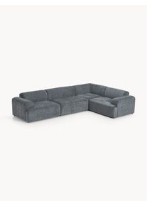 Veľká rohová pohovka Melva (4-miestna) Modrá Látka Š 339 x H 220 cm, pravé rohové prevedenie | Westwing Collection