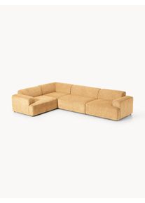 Veľká rohová pohovka Melva (4-miestna) Žltá Látka Š 339 x H 220 cm, ľavé rohové prevedenie | Westwing Collection