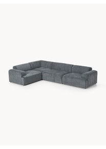 Veľká rohová pohovka Melva (4-miestna) Modrá Látka Š 339 x H 220 cm, ľavé rohové prevedenie | Westwing Collection