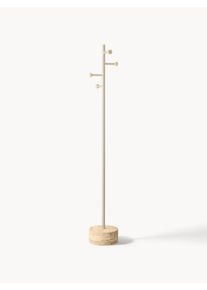 Bengaleiro de pé com base em travertino Disa Bege Metal, Travertino Ø 30 x Alt 180 cm | Westwing Collection