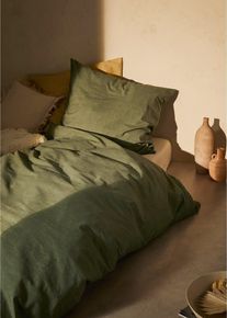 bonprix Lenjerie de pat cu aspect de in, maro, 1x 80/80 cm, 1x 135/200 cm