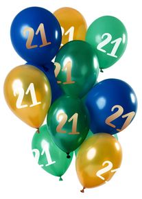 Folat 21e anniversaire 12 ballons en latex or vert