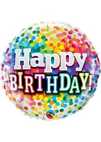 Ballon aluminium confettis arc-en-ciel 46cm