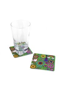 8 dessous de verre Flower Power 8,5 x 8,5