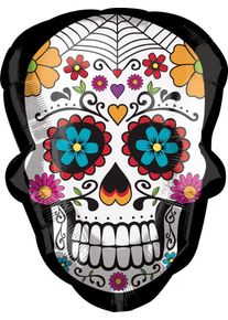 Amscan Ballon en plastique Tête de mort aux fleurs 45 x 60cm