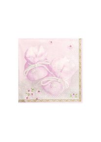 partydeco 20 serviettes roses avec des chaussures bébé