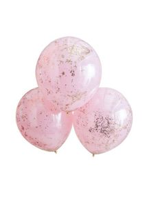 Ginger Ray 3 ballons confettis rose doré 45cm