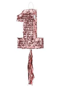 partydeco Pinata numero 1 in oro rosa (5er Multipack)