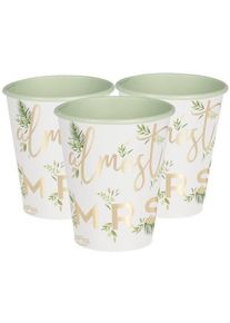 Ginger Ray 8 gobelets en papier Almost Mrs JGA floral 260ml