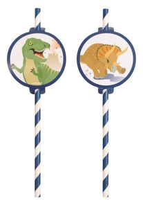 Amscan 8 pailles Happy Dinosaur 19,7 cm
