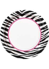 UNIQUE 8 assiettes en carton Wild Zebra Party 23cm