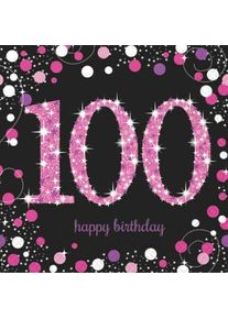 16 serviettes 100e anniversaire roses 33cm