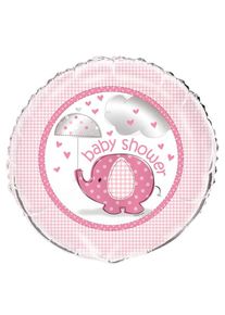 UNIQUE Ballon aluminium éléphant baby party rose