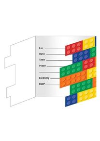 8 colorful building blocks invitation cards