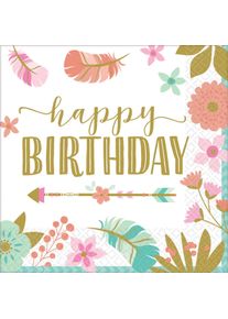 Amscan 16 serviettes d'été boho 25cm