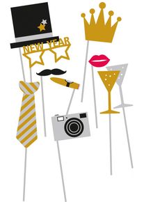 Amscan Set Photobooth 10 pezzi Capodanno (3er Multipack)