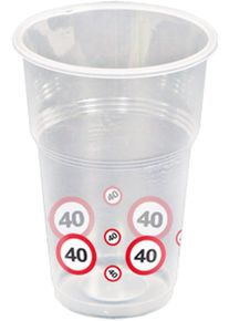 Folat 10 gobelets panneaux de signalisation 40 ans 350ml