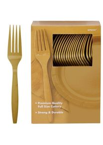 Amscan 100 fourchettes en plastique doré Glory 20cm