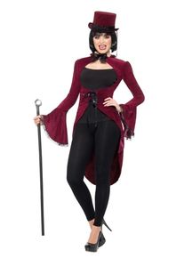 Smiffys Veste tailcoat rouge sang pour femme