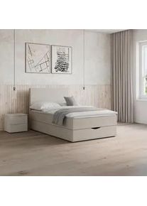 Boxbett Ace ca. 120x200 cm Hellgrau intgr. Topper