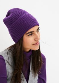 bonprix Czapka wełniana z domieszką materiału Good Cashmere Standard , fioletowy, 0