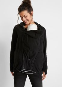 bonprix Femei Jachetă gravide, aplicaţie bebe din fleece, negru, 52/54